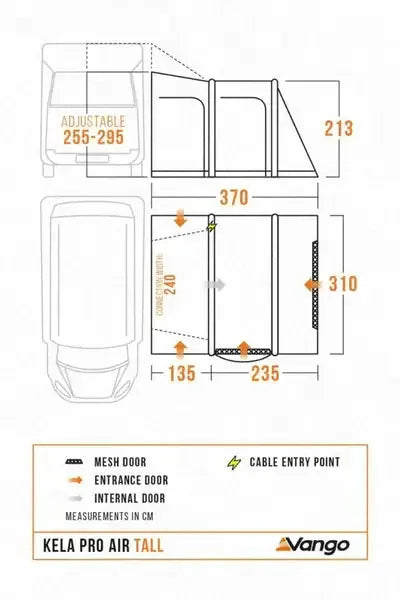 Vango Kela Pro Air Tall Drive Away Awning with Carport and Digital Pump - In Store – view 1
