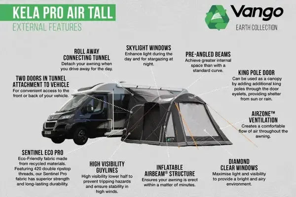 Vango Kela Pro Air Tall Drive Away Awning with Carport and Digital Pump - In Store – view 2