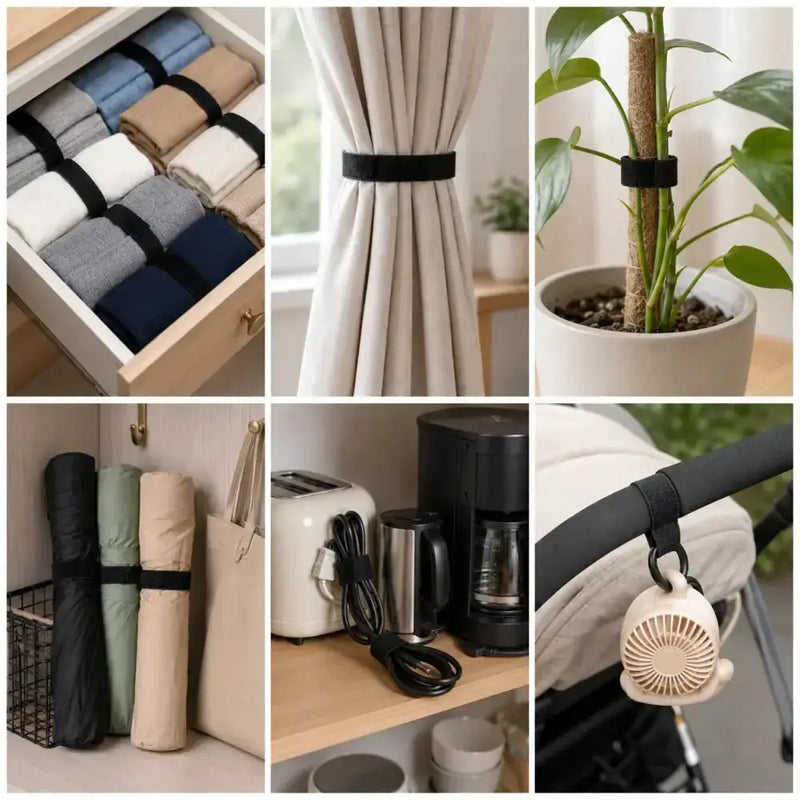 Habicare Reusable Black Nylon Hook & Loop Cable Ties Reusable Black Nylon Hook & Loop Cable Ties