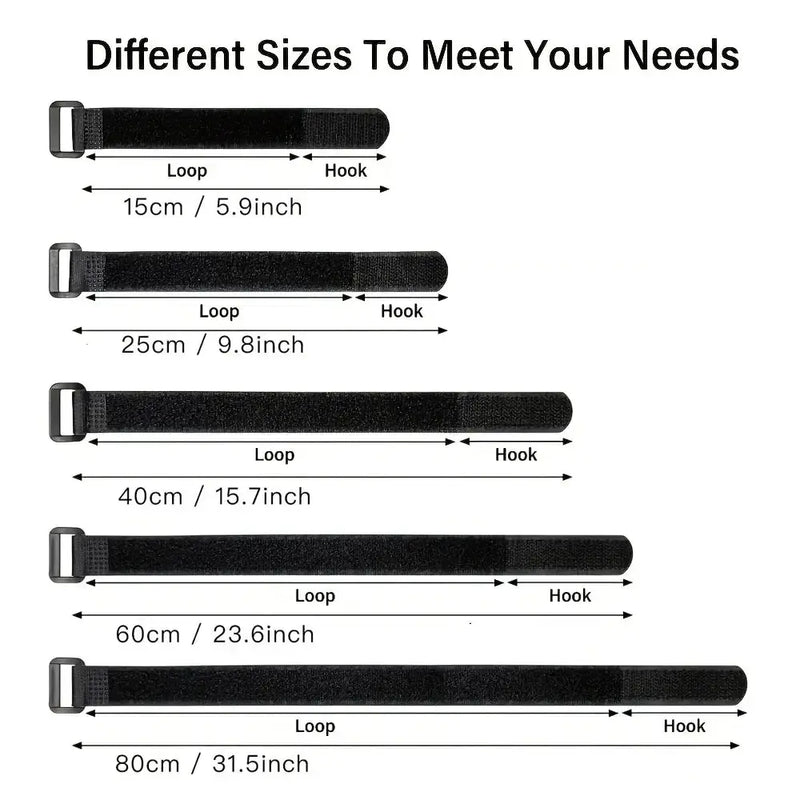 Habicare Reusable Black Nylon Hook & Loop Cable Ties Reusable Black Nylon Hook & Loop Cable Ties