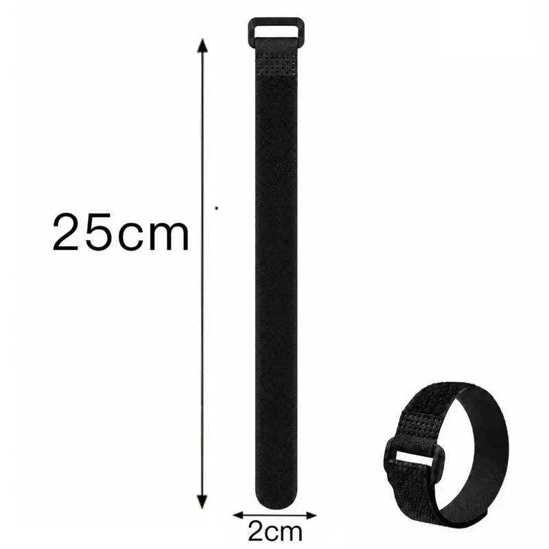 Habicare Reusable Black Nylon Hook & Loop Cable Ties Reusable Black Nylon Hook & Loop Cable Ties