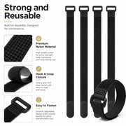 Habicare Reusable Black Nylon Hook & Loop Cable Ties Reusable Black Nylon Hook & Loop Cable Ties