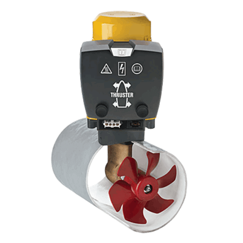 Vetus Bow Thruster 45Kgf 12v with red propeller and streamlined design for boats 7.5 to 11.5 metres.