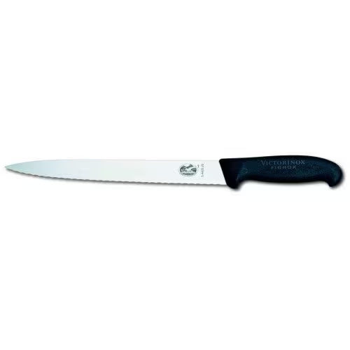 Victorinox Slicing Knife 25 cm Wavy Blade Ergonomic Fibrox Handle For Home Cooks Carving