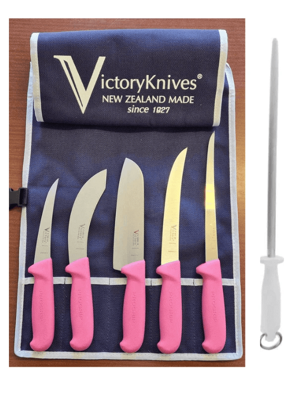 Victory Knives General Victory Pink Set Victory Pink Knife Set 5 Piece — Kitchen & Food Prep NZ | Action Outdoors