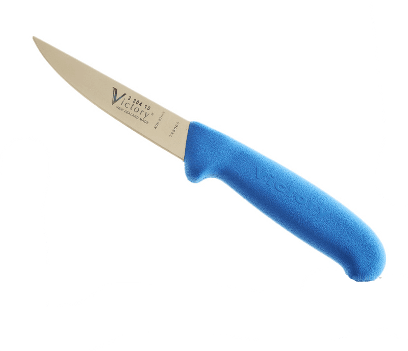 Rabbiters Knife with Scabbard One Knife featuring a 10cm blade and a blue handle.