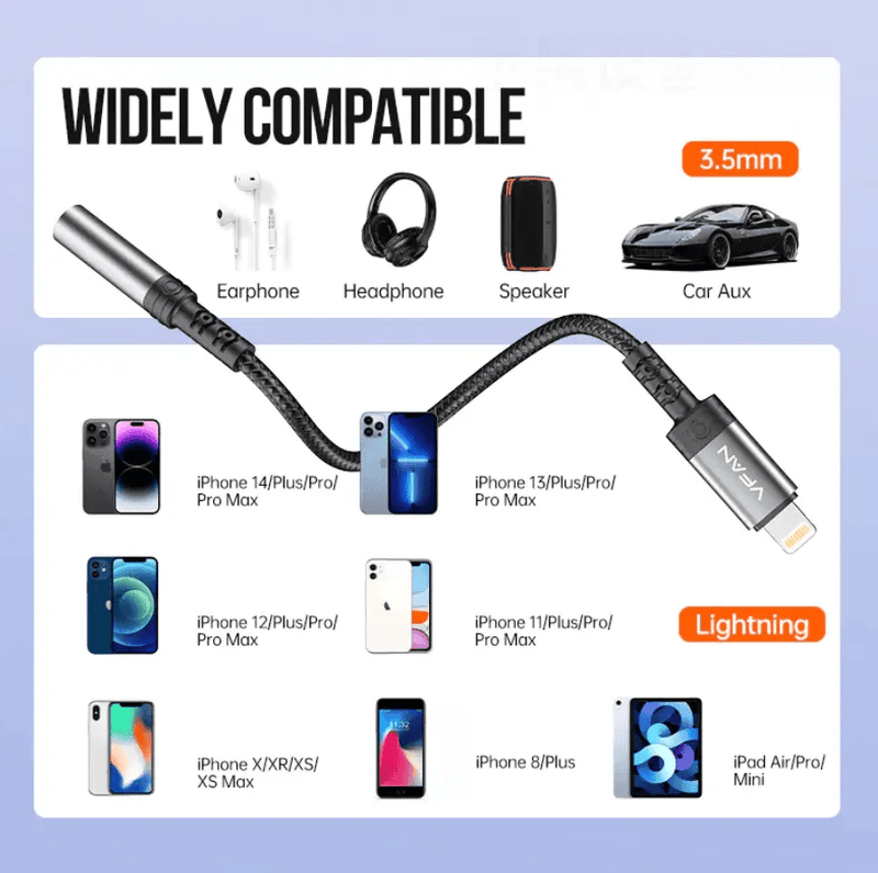 techplus Vipfan Lightning to 3.5mm Audio Jack Adaptor Vipfan Lightning 3.5mm Audio Adapter iPhone and iPad