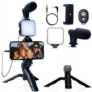 Vlogging Kit with Tripod, Mic & LED Light for Smartphones (6 in 1) – view 1