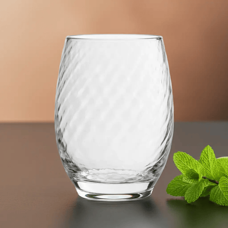 Nest & Stem Homewares Tumblers Clear Diagonal Textured Glass Tumbler 420ml Clear Diagonal Textured Glass Tumbler 420ml