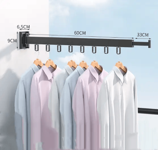 Extended Wall Mounted Foldable Retractable Clothes Drying Rack – view 3