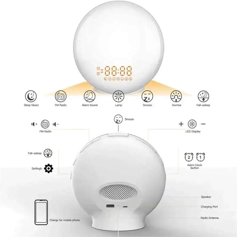 Habicare HBC Wake-Up Light Alarm Clock – Sunrise/Sunset Simulation Wake-Up Light Alarm Clock – Sunrise/Sunset Simulation