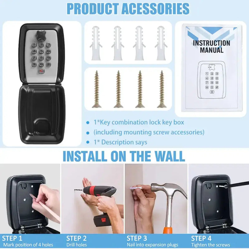 Habicare SS Wall-Mount Key Lock Box with Code (4 types available) Wall-Mount Key Lock Box with Code (4 types available)