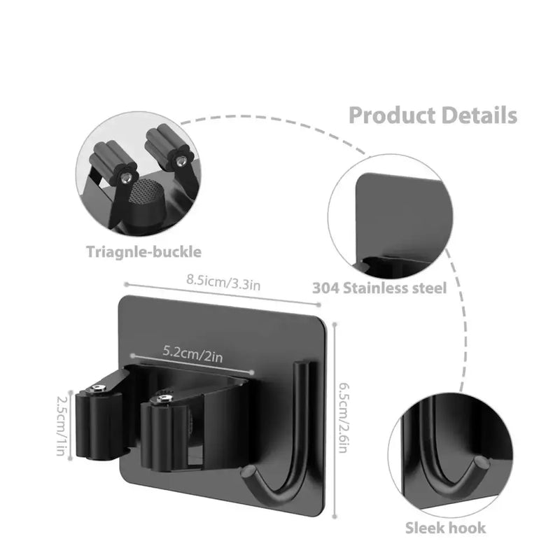 Habicare SS Wall-Mount Mop & Broom Holder Wall-Mount Mop & Broom Holder