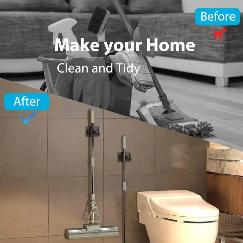 Habicare SS Wall-Mount Mop & Broom Holder Wall-Mount Mop & Broom Holder