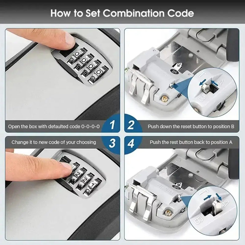 Wall-Mounted Key Keeper – 4-Digit Lock Box (available in Gray & Black) – view 5
