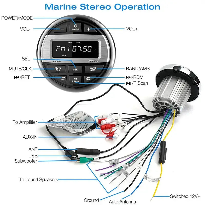 Habicare SS Waterproof Marine Bluetooth Radio & MP3 Player Waterproof Marine Bluetooth Radio & MP3 Player