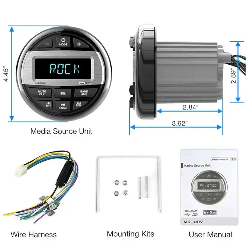 Habicare SS Waterproof Marine Bluetooth Radio & MP3 Player Waterproof Marine Bluetooth Radio & MP3 Player