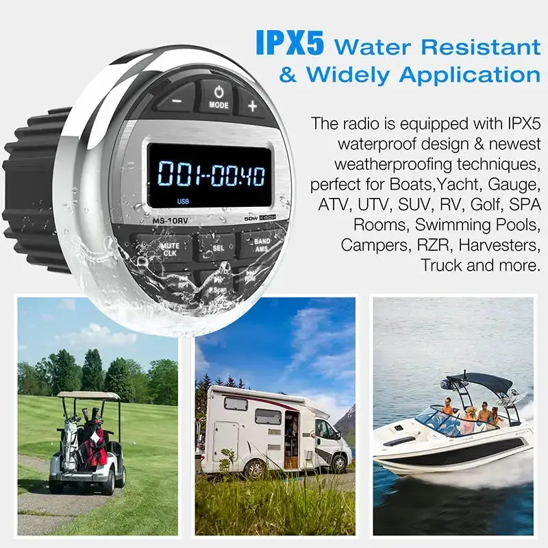 Habicare SS Waterproof Marine Bluetooth Radio & MP3 Player Waterproof Marine Bluetooth Radio & MP3 Player