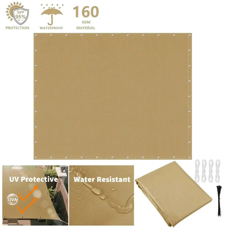 Waterproof Sunshade Sail – Square & Rectangle (4 colours available) – view 13