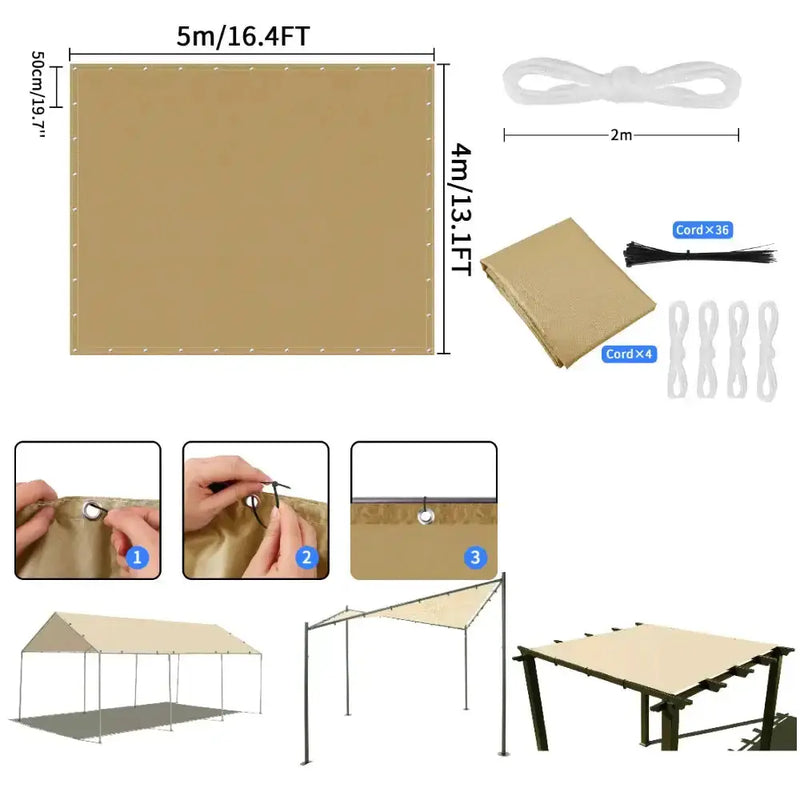 Waterproof Sunshade Sail – Square & Rectangle (4 colours available) – view 5