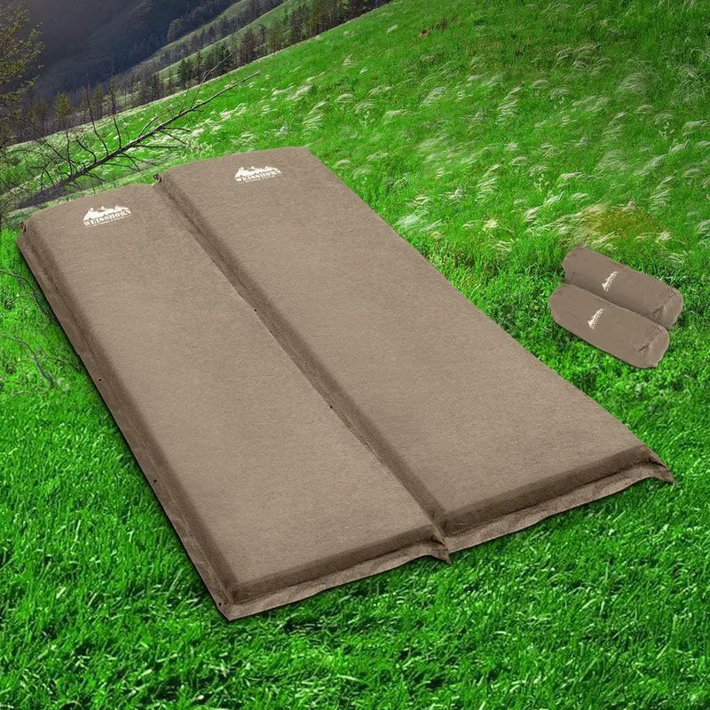 Weisshorn Self Inflating Mattress Camping Sleeping Mat Air Bed Double Set Coffee – view 7