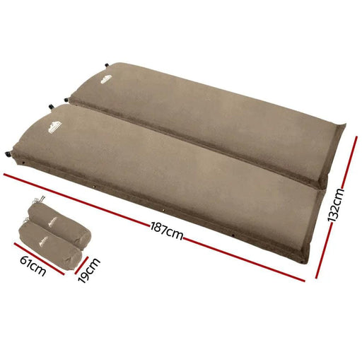 Weisshorn Self Inflating Mattress Camping Sleeping Mat Air Bed Double Set Coffee – view 2