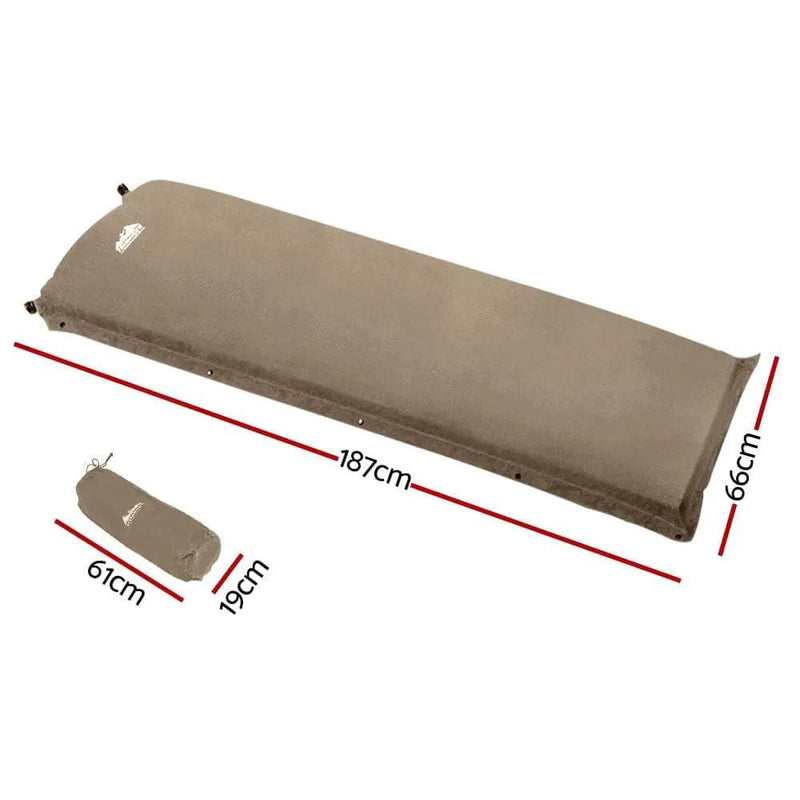Weisshorn Self Inflating Mattress Camping Sleeping Mat Air Bed Single Coffee – view 2