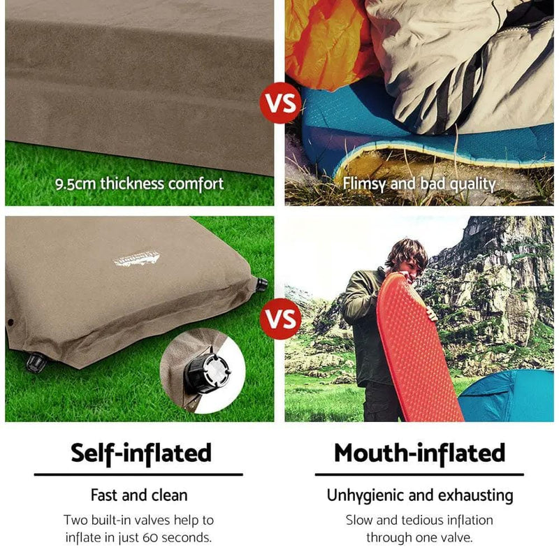 Weisshorn Self Inflating Mattress Camping Sleeping Mat Air Bed Single Coffee – view 5