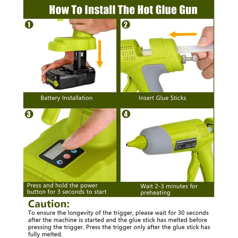 Cordless Hot Glue Gun Compatible with Ryobi 18V Battery – view 6