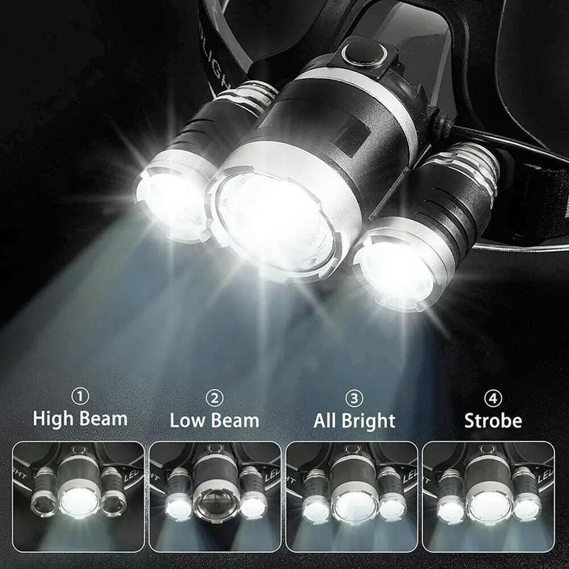 salelink.co.nz Unbranded Headlamp LED Headlight Head Torch Flashlight Rechargeable 1000LM LED Headlamp With 3 XML T6 Beams