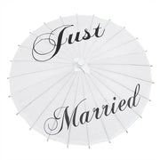 White Paper Wedding Umbrella With Just Married Script – view 1