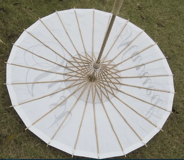 White Paper Wedding Umbrella With Just Married Script – view 5