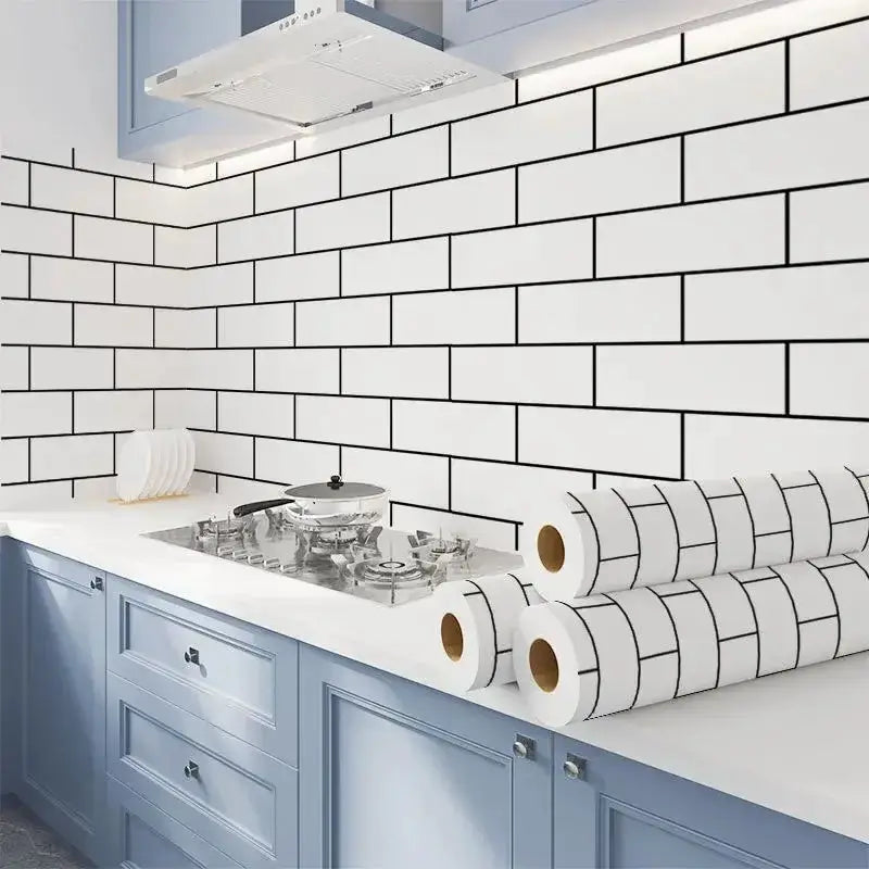 White Brick Waterproof Kitchen Cabinet Wallpaper – 40cm (5 different volumes available) – view 2