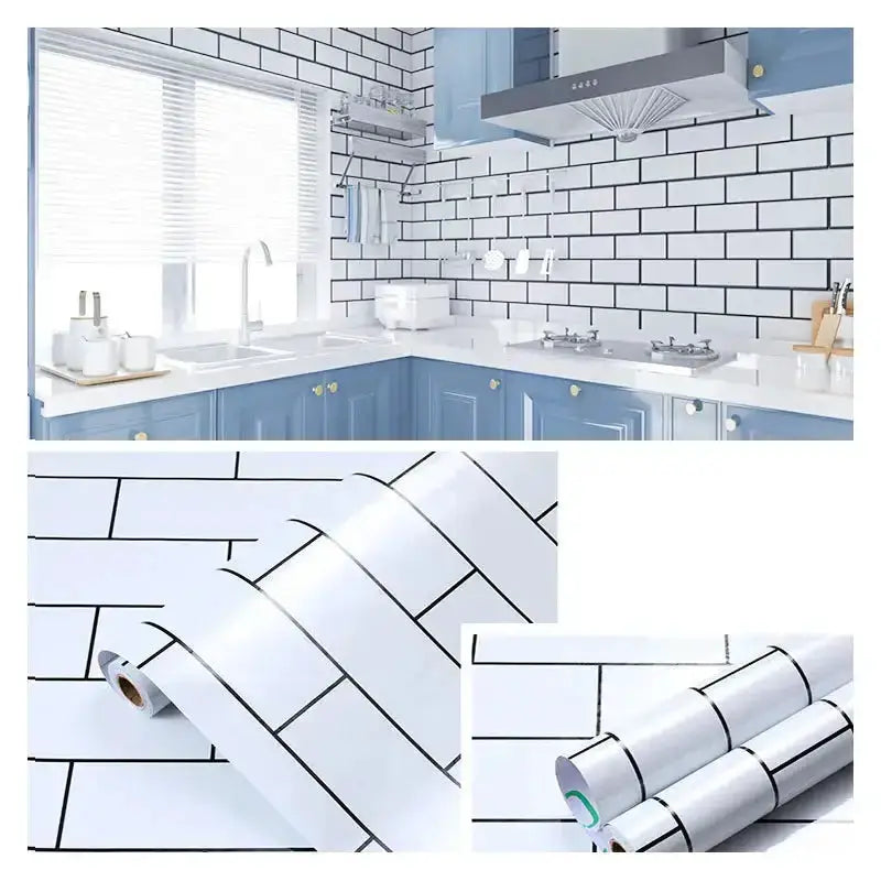 White Brick Waterproof Kitchen Cabinet Wallpaper – 40cm (5 different volumes available) – view 6