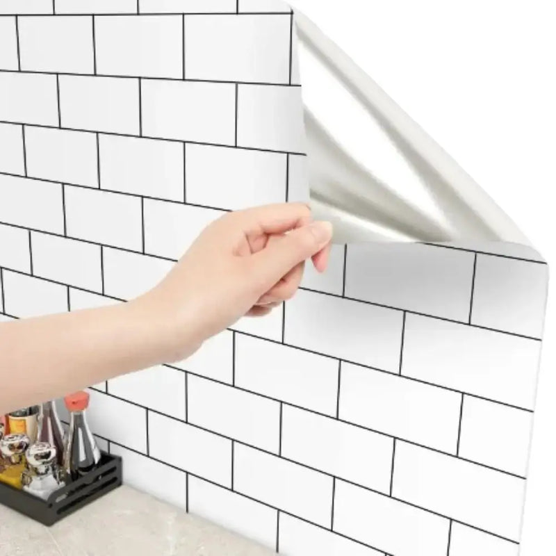 White Brick Waterproof Kitchen Cabinet Wallpaper – 40cm (5 different volumes available) – view 1