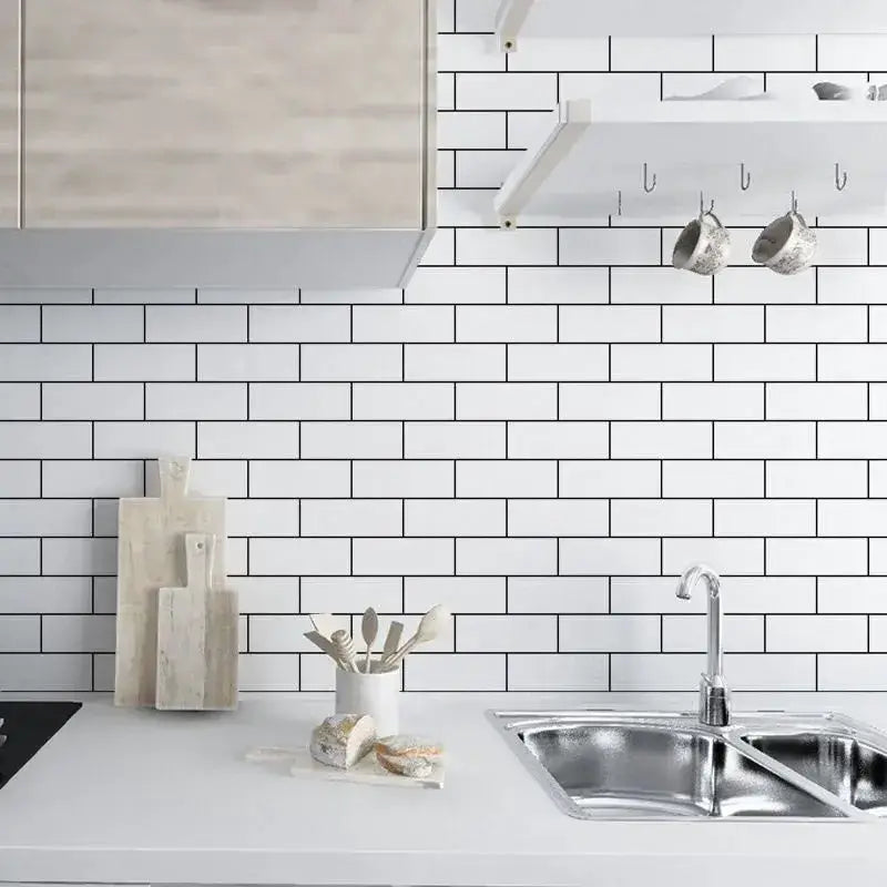 White Brick Waterproof Kitchen Cabinet Wallpaper – 40cm (5 different volumes available) – view 3