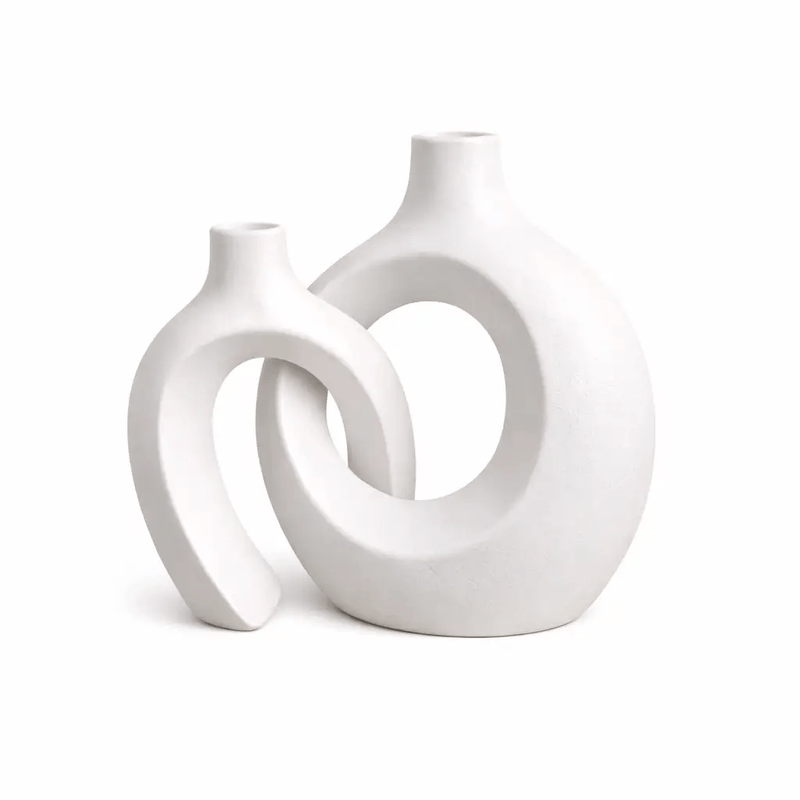 Modern Black Sculptural Ceramic Vase Set For Contemporary Home Decor – view 4