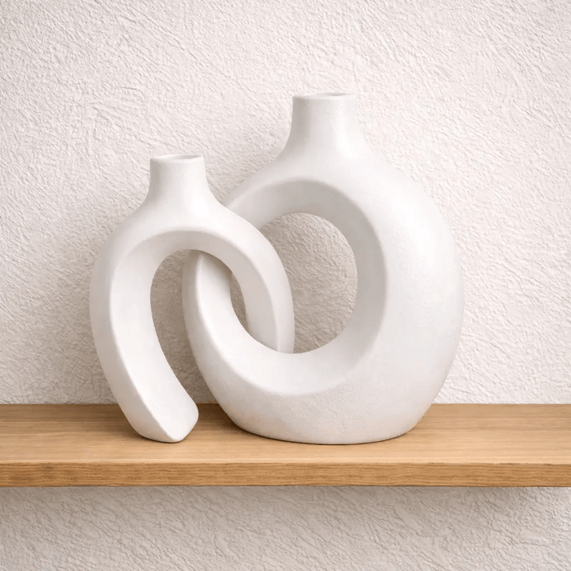 Modern Black Sculptural Ceramic Vase Set For Contemporary Home Decor – view 3