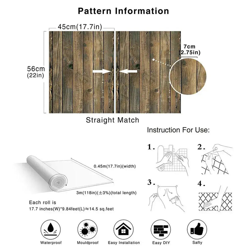 Habicare SS Wood Grain Peel & Stick Wallpaper (5 designs available) Wood Grain Peel & Stick Wallpaper (5 designs available)