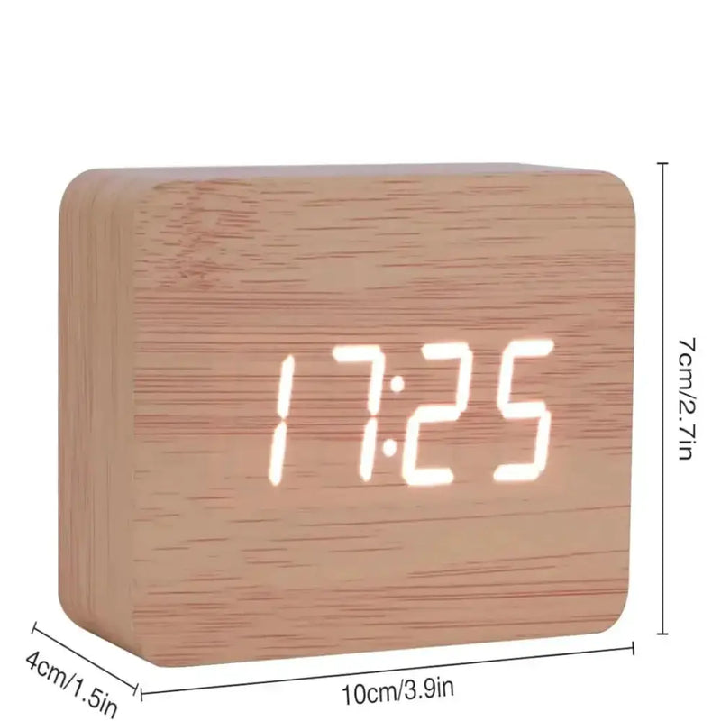 Wooden LED Digital Alarm Clock with Temperature Display & Night Light (4 colours available) – view 3