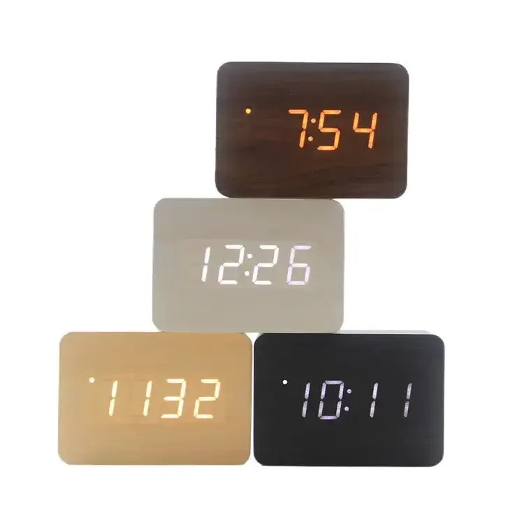 Wooden LED Digital Alarm Clock with Temperature Display & Night Light (4 colours available) – view 1