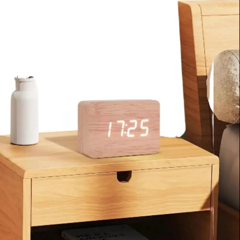 Wooden LED Digital Alarm Clock with Temperature Display & Night Light (4 colours available) – view 4