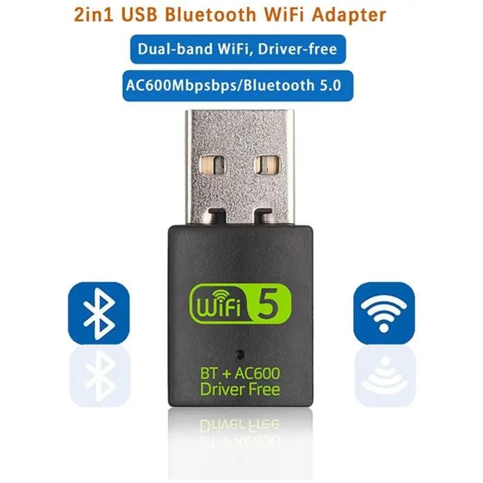 salelink.co.nz Unbranded 2 in 1 USB Bluetooth 5.0 WiFi Dongle Receiver Adapter 2 In 1 USB Bluetooth 5.0 WiFi Dongle AC600