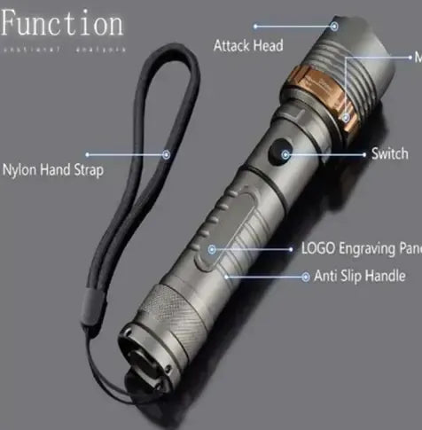 T6 LED Tactical Flashlight - Adjustable Focus Rechargeable Torch with 5 Modes – view 6