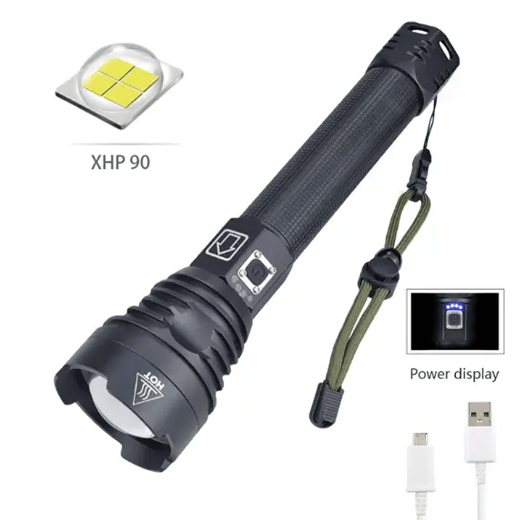 XHP90 3000LM Tactical 3 Mode Zoom Flashlight LED Hunting Torch – view 13