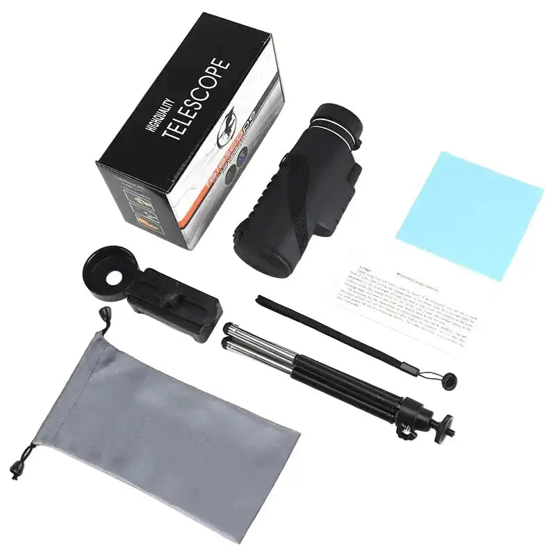 Habicare SS Zoom Monocular Telescope with Tripod & Phone Clip Zoom Monocular Telescope with Tripod & Phone Clip